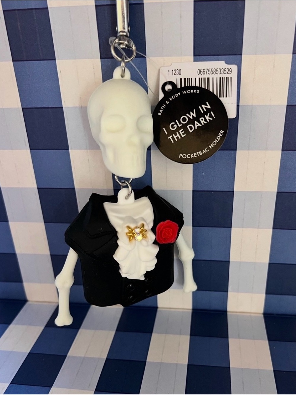 Bath & Body Works Glow-in-the-Dark Skeleton PocketBac Holder - White/Black NWT